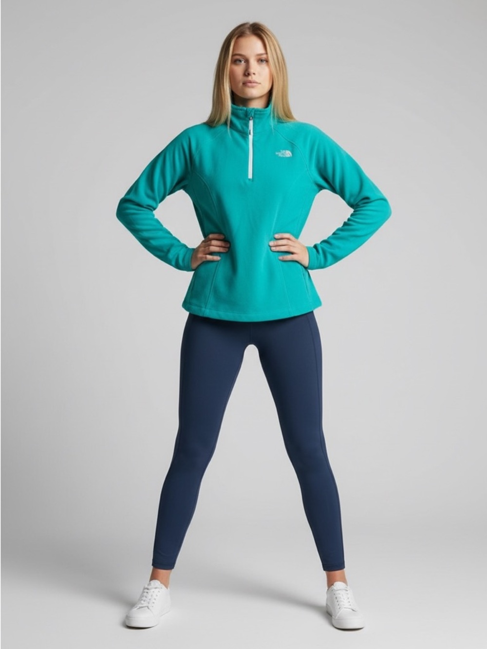 The North Face Women's TNF Apex 1/2 Zip Windbreaker Jacket Teal Green Medium - Picture 12 of 14